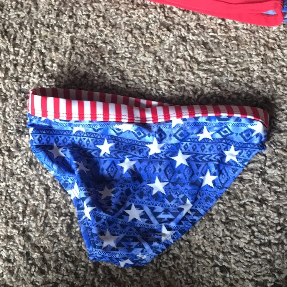 Wonder Nation Red White and Blue 2 Piece Ruffled Stripes & Stars Bikini - Picture 6 of 6